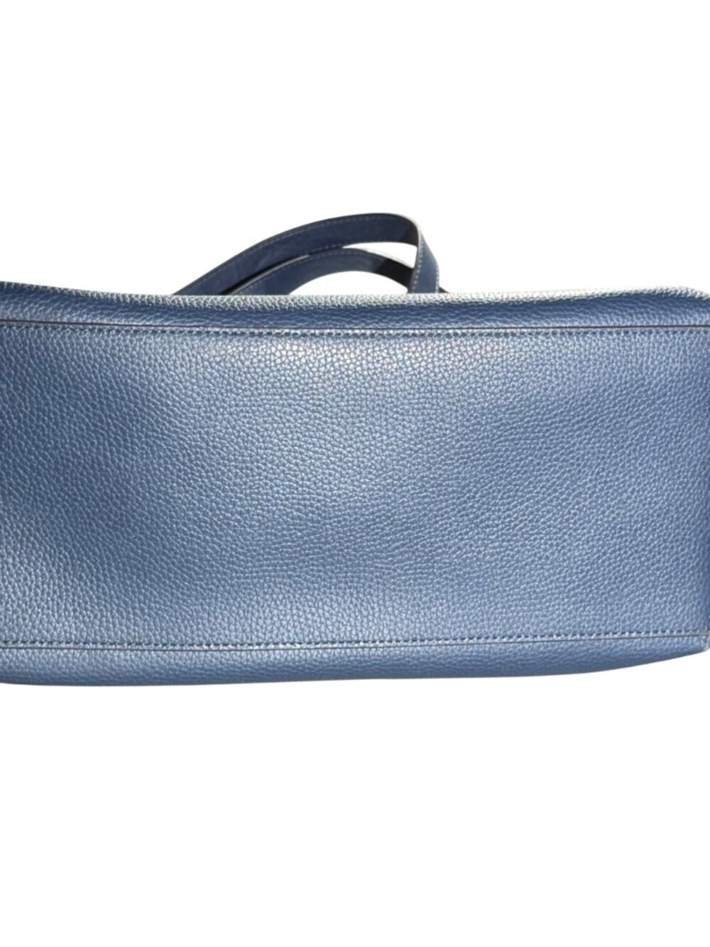 Michael Kors Blue Pebbled Leather Tote Bag Snap Closure & Dual Shoulder Straps - Picture 2 of 14